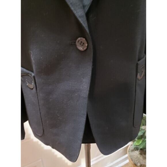 DIANA Women's Black Long Sleeve Single Breasted One Button Blazer Jacket Size M - Picture 4 of 12